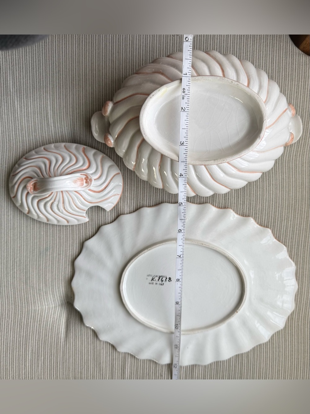 Ceramic Gravy Tureen Creamy White w/Terracotta color accent &Matching Underplate - Picture 8 of 9